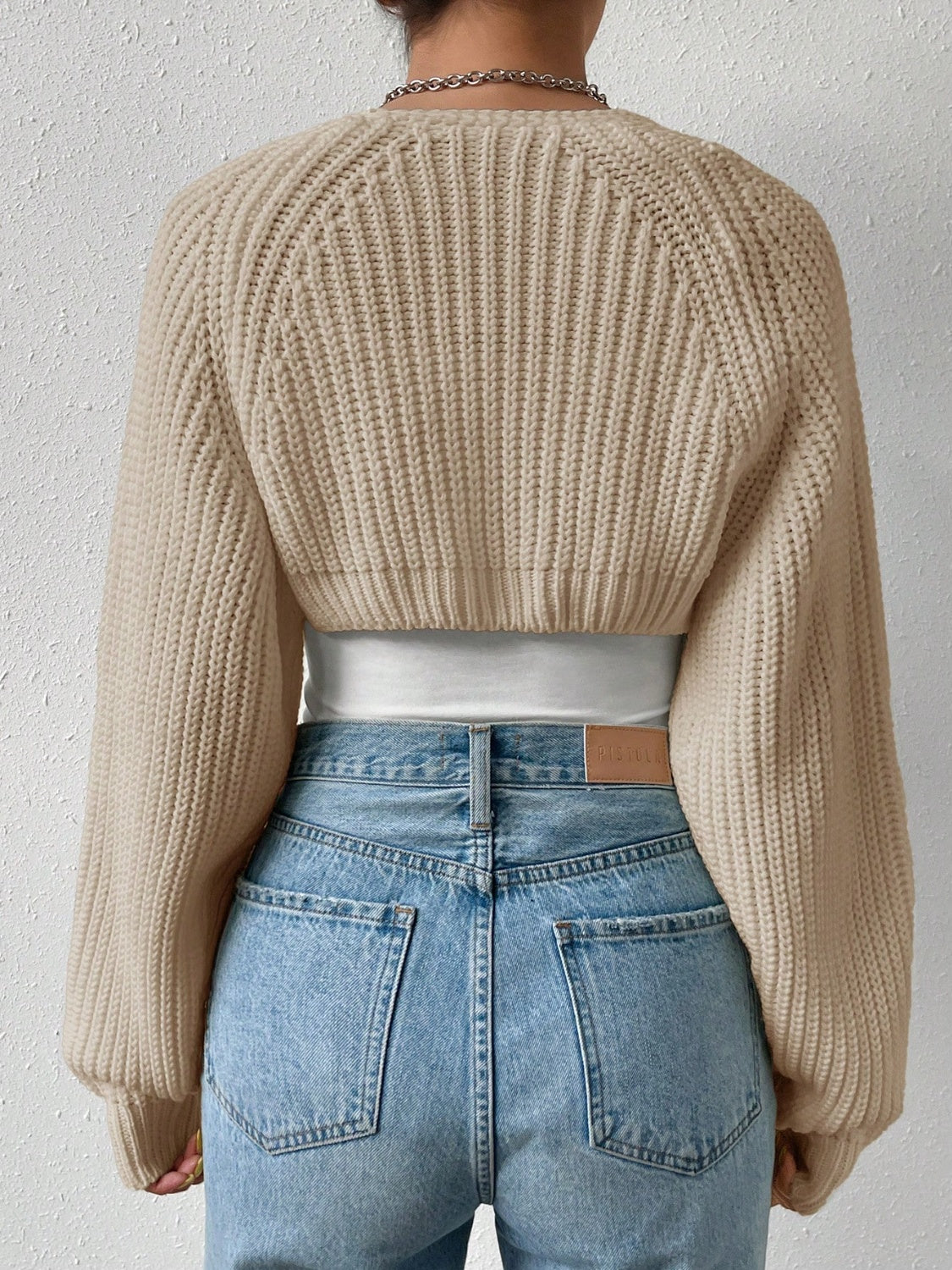 Honey Open Front Long Sleeve Cropped Cardigan