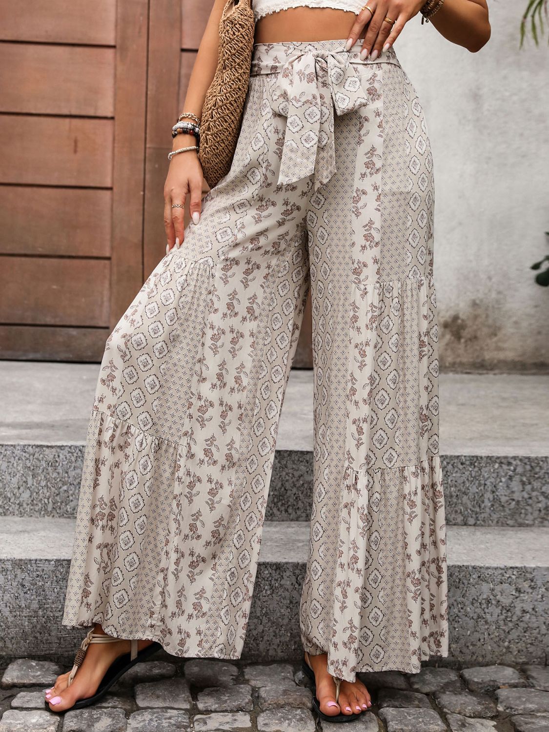 Printed Wide Leg Pants