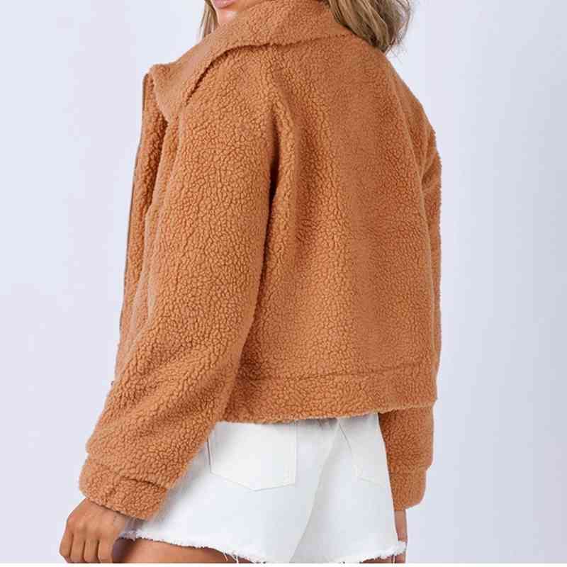 Long Sleeve Collared Neck Sherpa Jacket