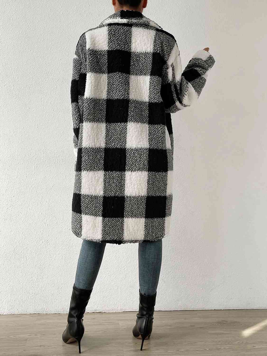 Plaid Collared Neck Button Down Coat