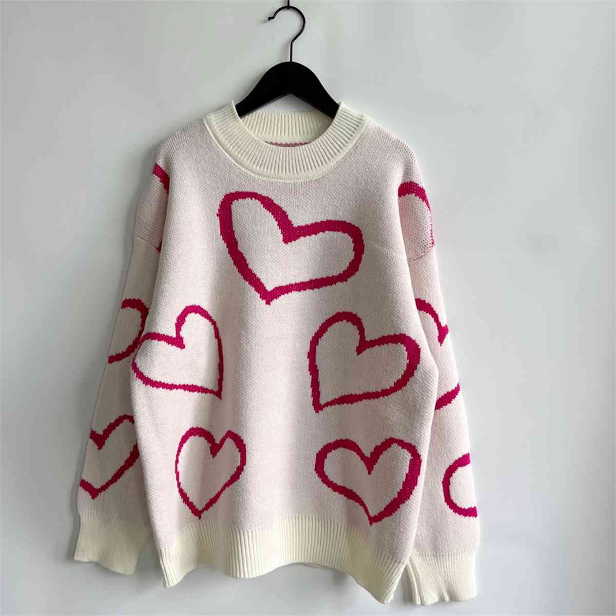 Heart Pattern Long Sleeve Sweater