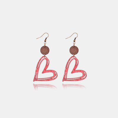 Cutout Heart Shape Wood Earrings