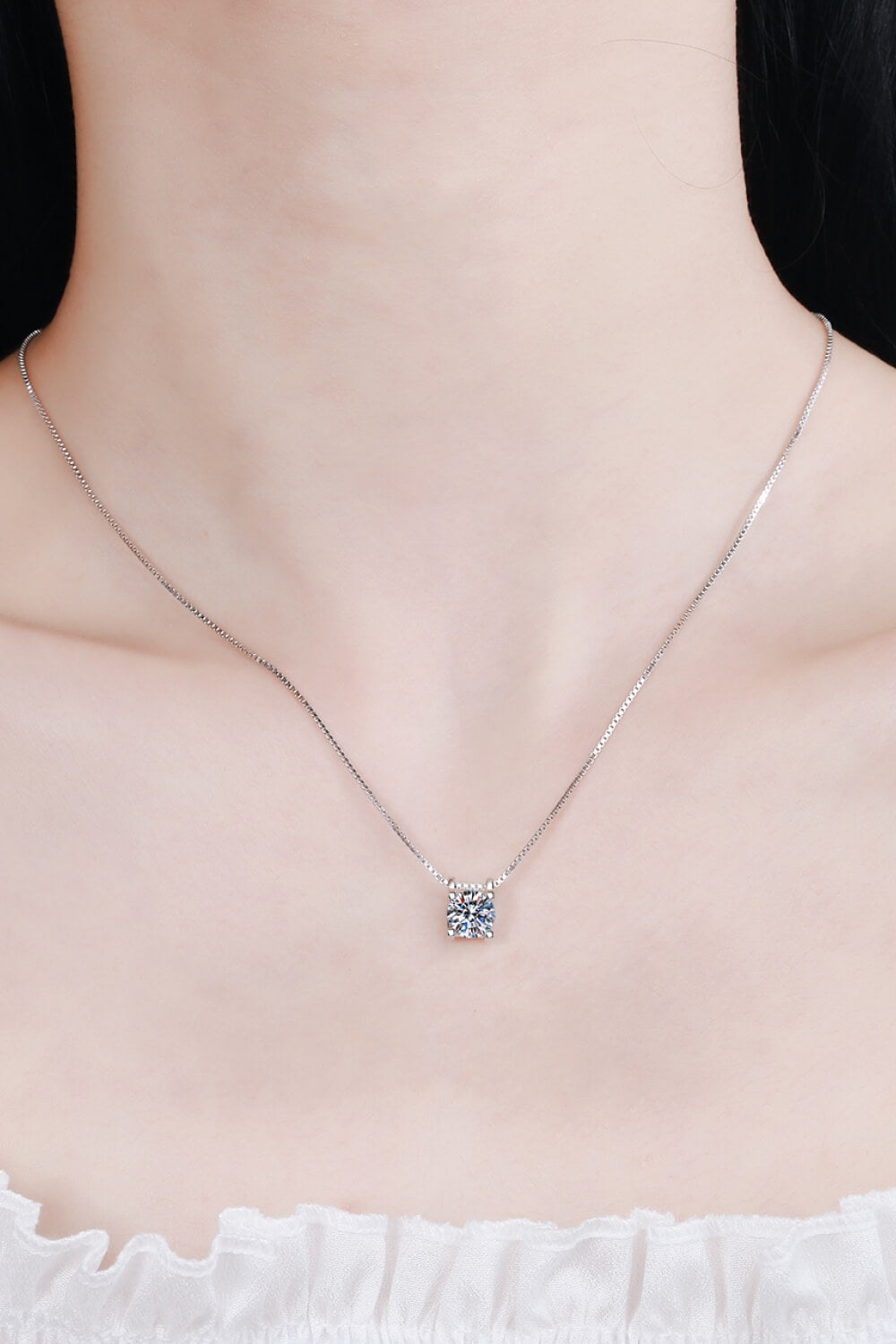 1-Carat Moissanite Sterling Silver Chain Necklace