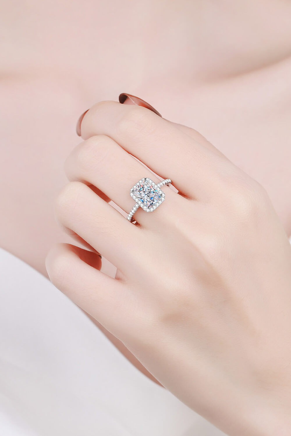 1-Carat Rectangle Moissanite Ring