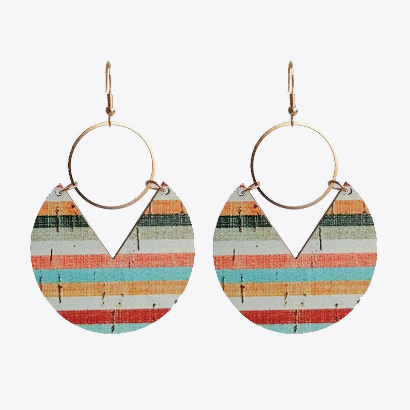 Ms.Pac-Man Shape Wooden Dangle Earrings