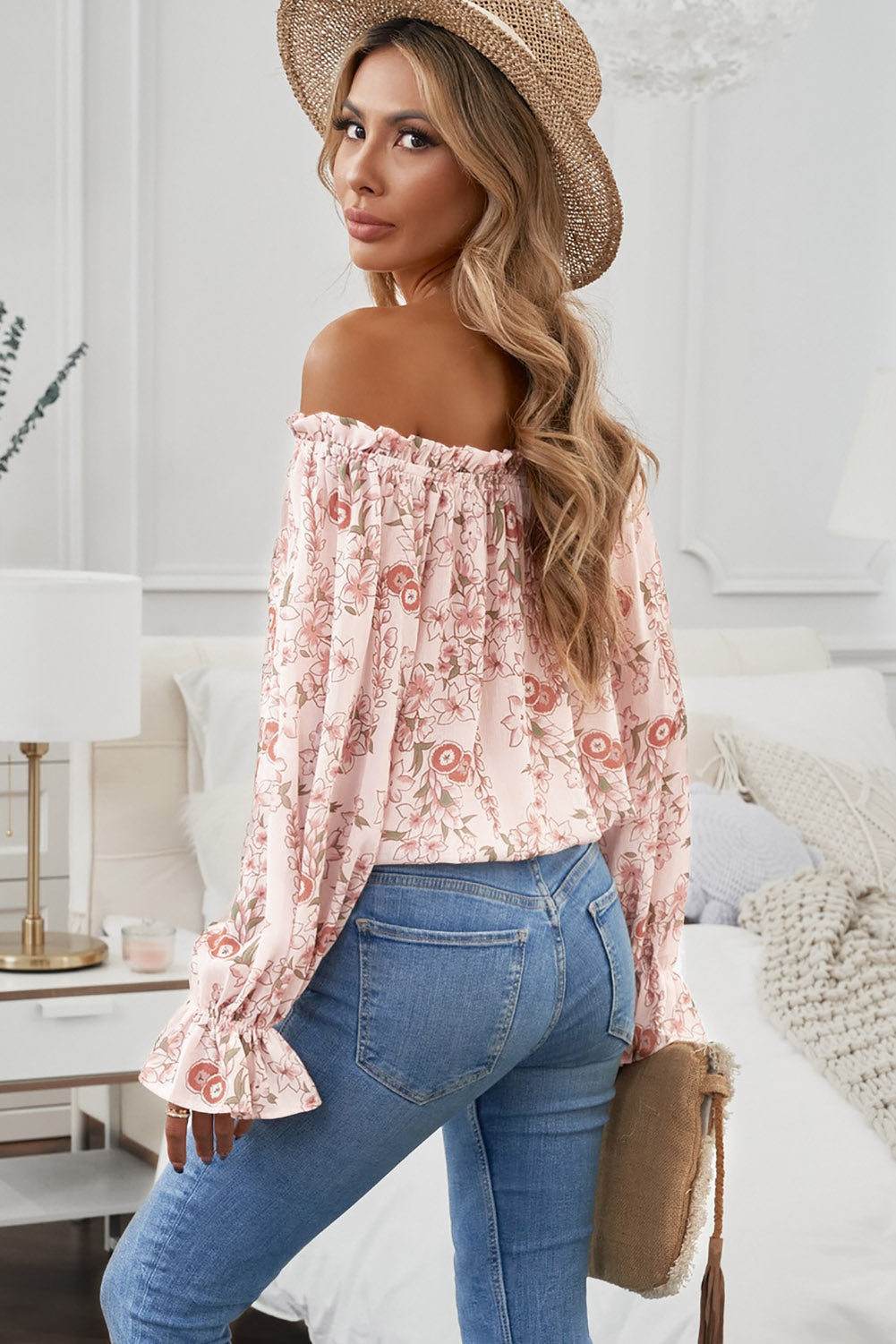 Floral Flounce Off-Shoulder Blouse