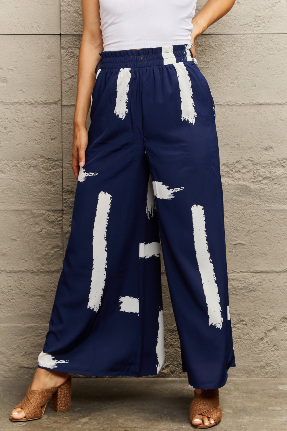 Printed Wide Leg Long Pants