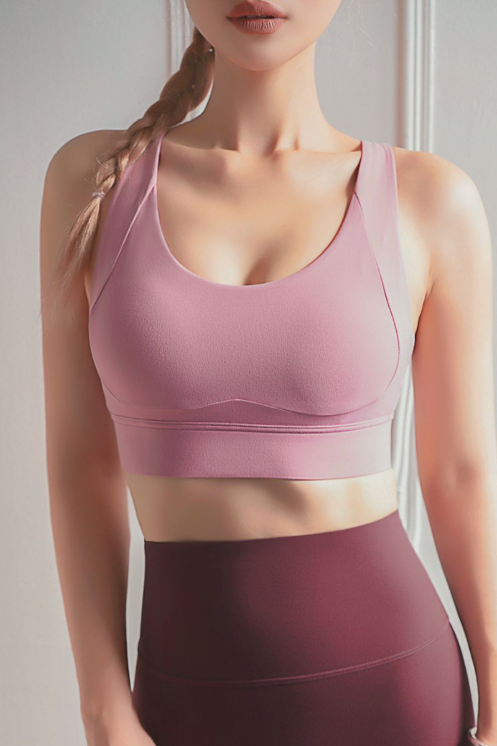 Crisscross Back Sports Bra (Fuchsia, Black, Magenta)