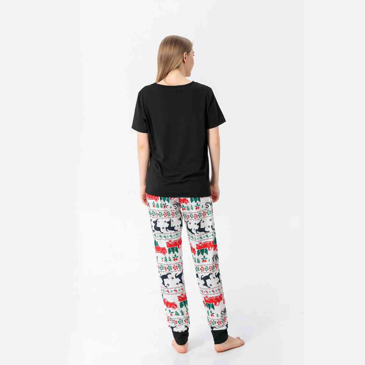 Women MERRY CHRISTMAS Graphic Top and Printed Pants Set