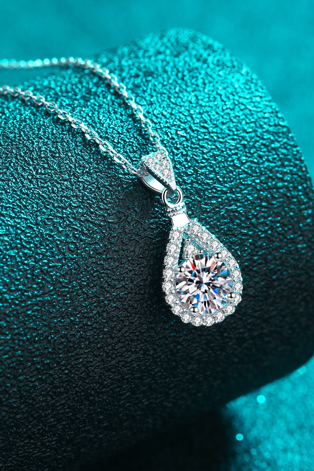 1-Carat Moissanite Teardrop Pendant Necklace