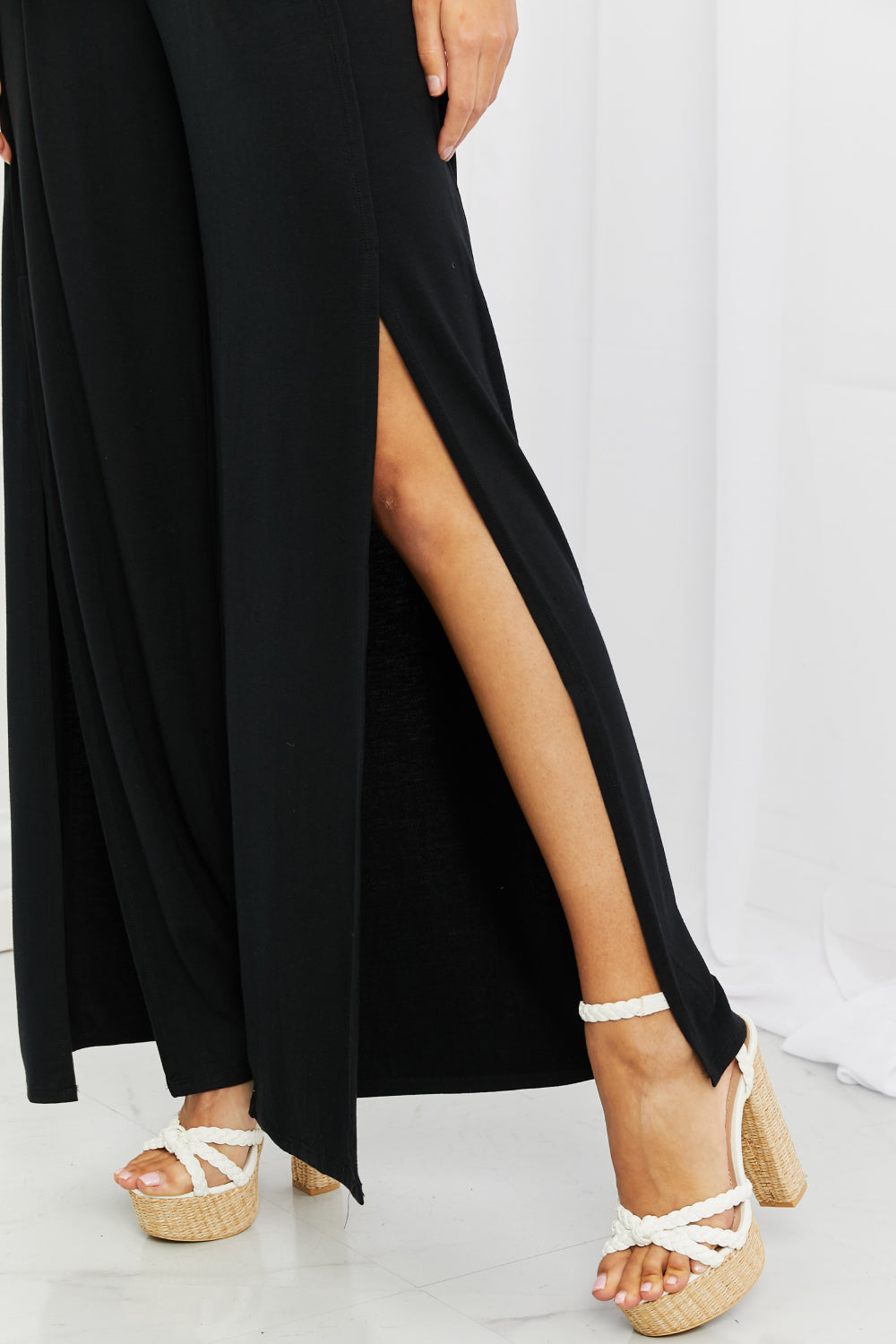 Culture Code Heatwave Front Slit Flowy Pants in Black