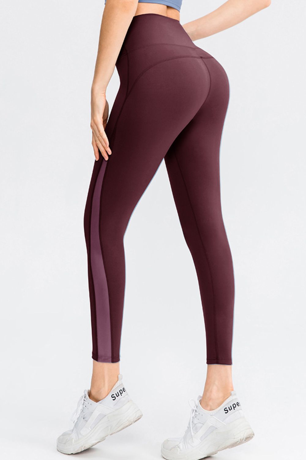 Elastic Waistband Spliced Mesh Yoga Leggings