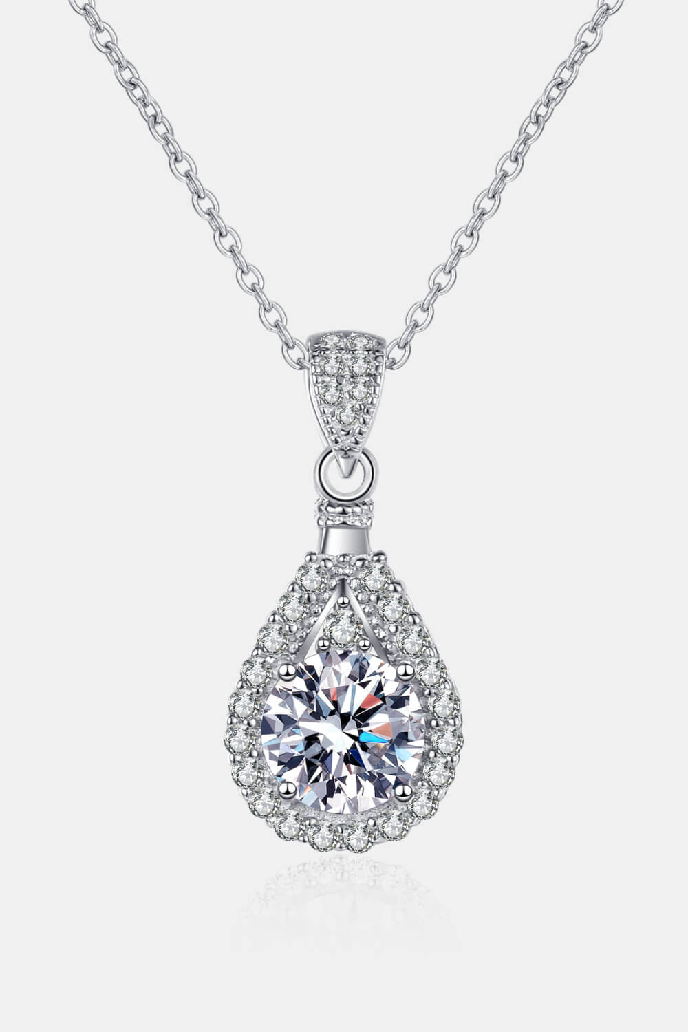 1-Carat Moissanite Teardrop Pendant Necklace