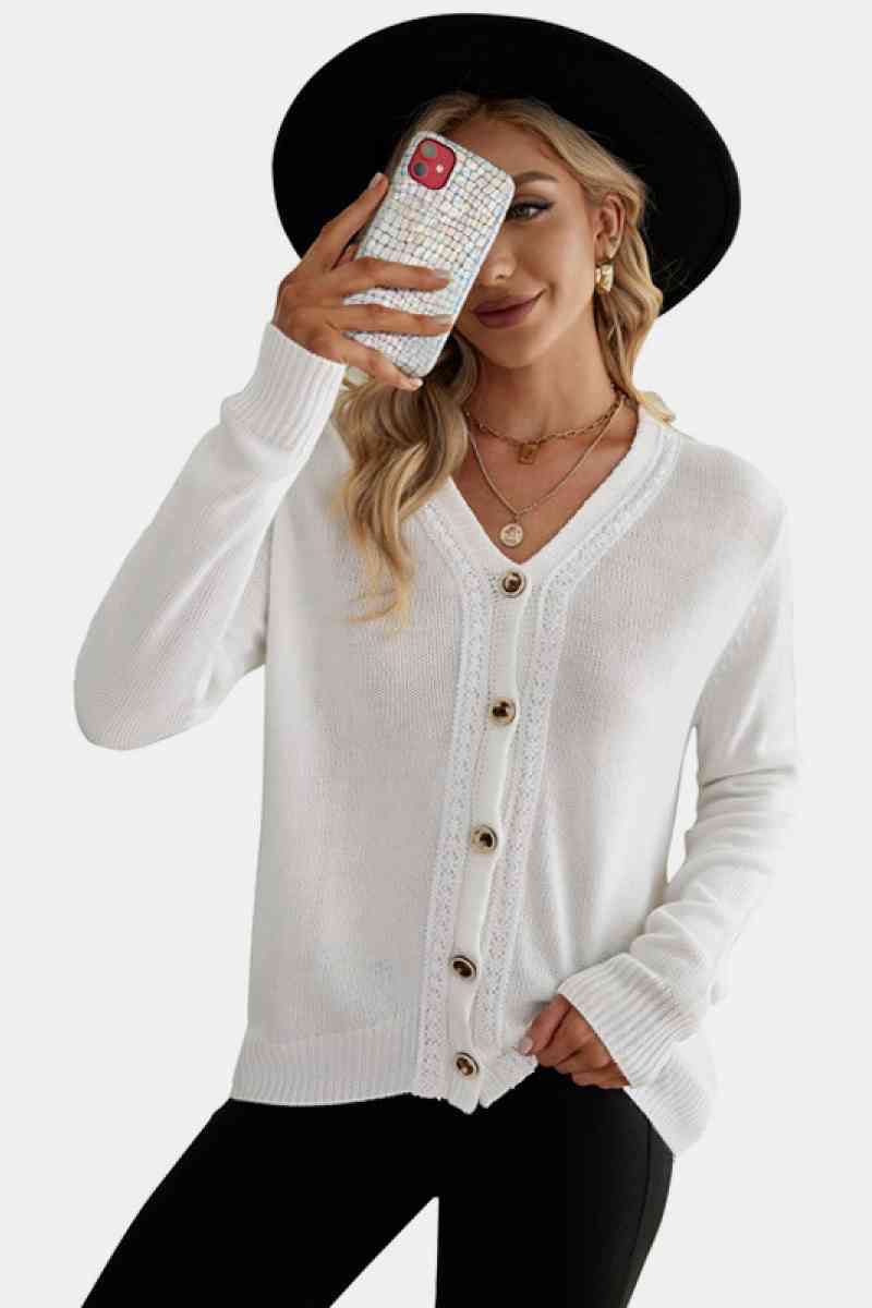 Dropped Shoulder Button-Up Blouse