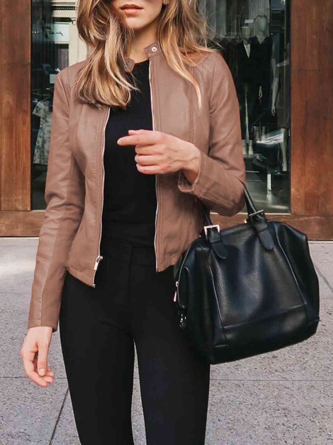 Mock Neck Zip Up Jacket