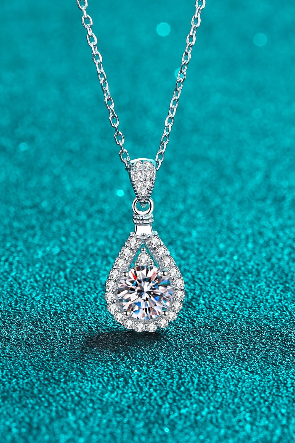 1-Carat Moissanite Teardrop Pendant Necklace