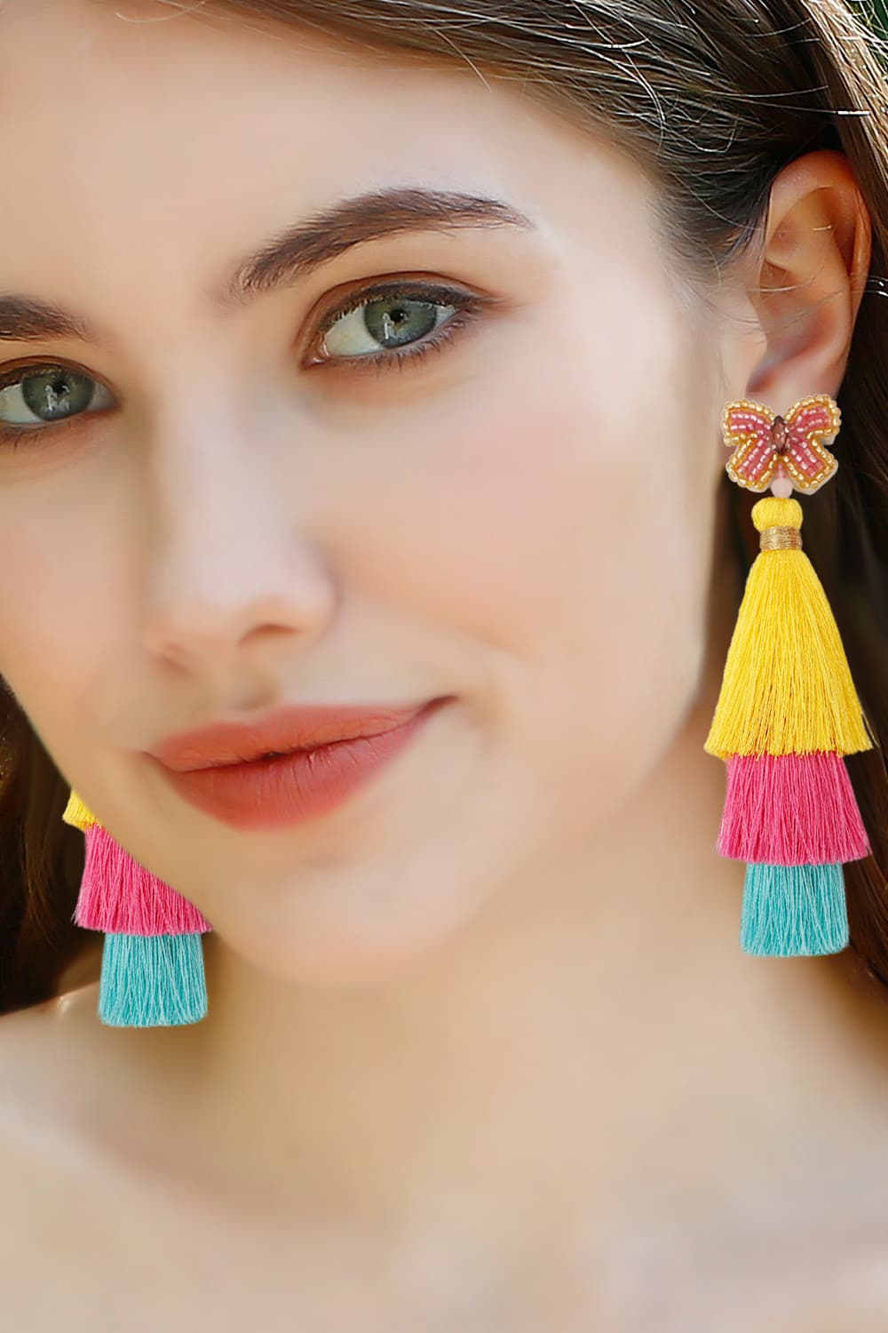 Triple-Layer Tassel Dangle Earrings