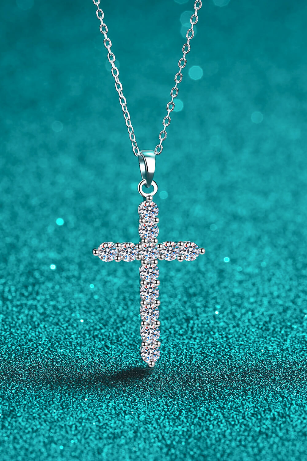 Sterling Silver Moissanite Cross Necklace