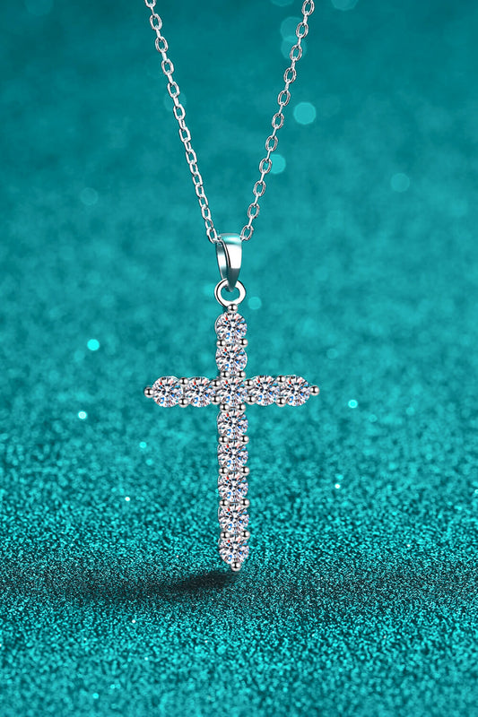 Sterling Silver Moissanite Cross Necklace