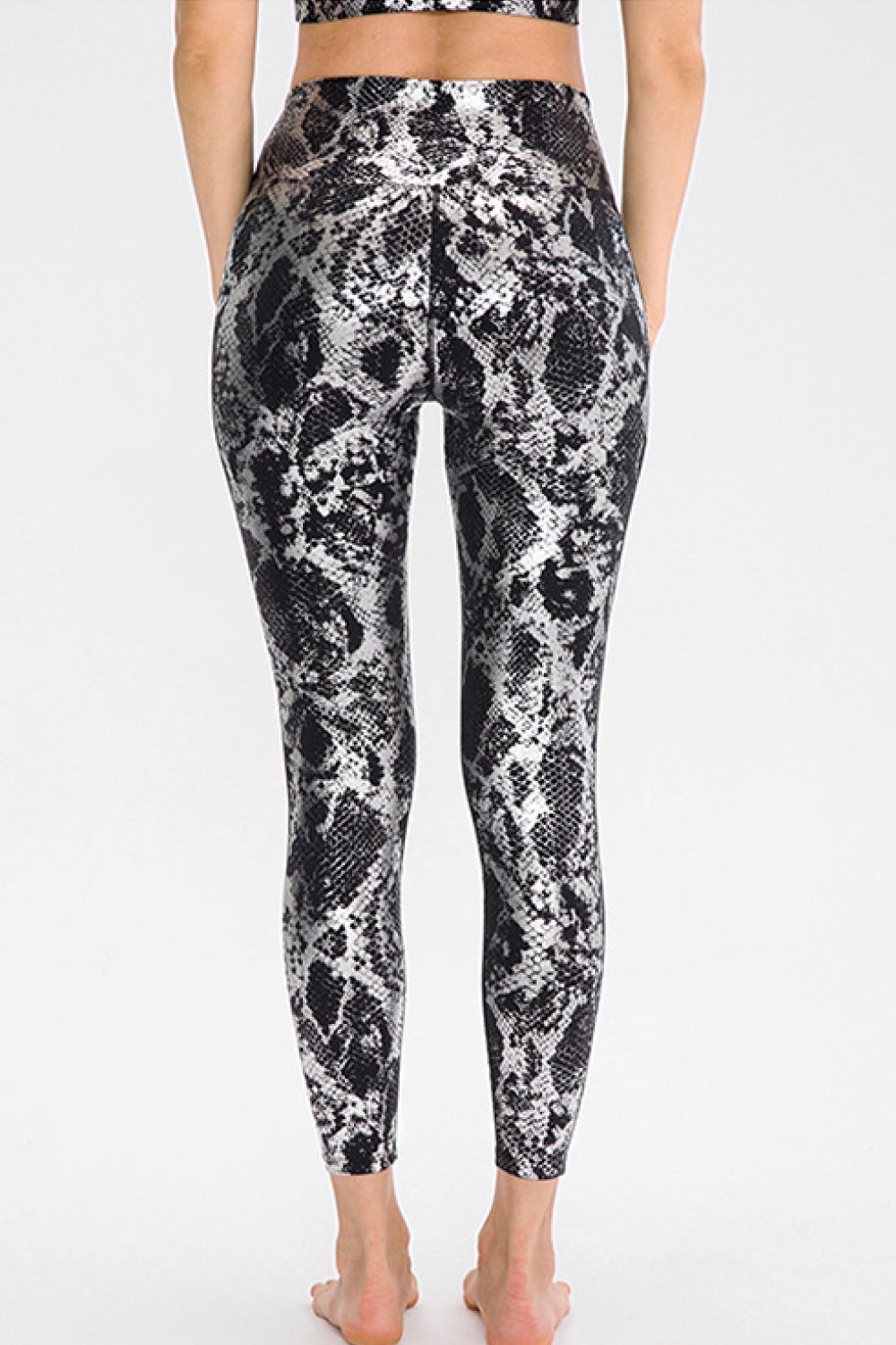 Snakeskin Elastic Waistband Yoga Leggings