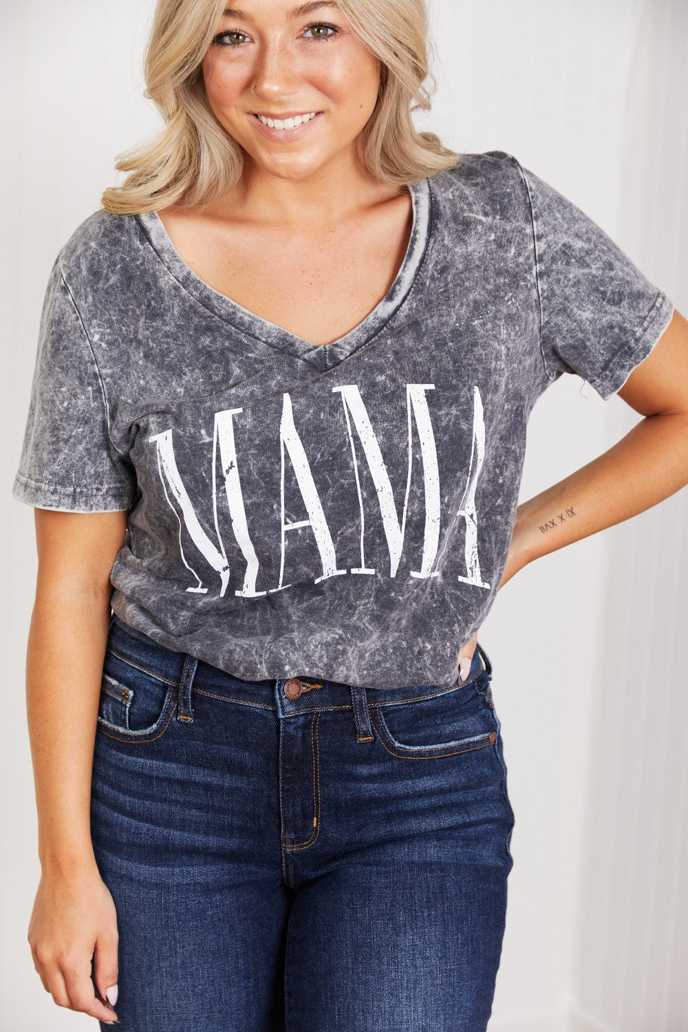 Sew In Love MAMA Full Size Acid Wash Tee