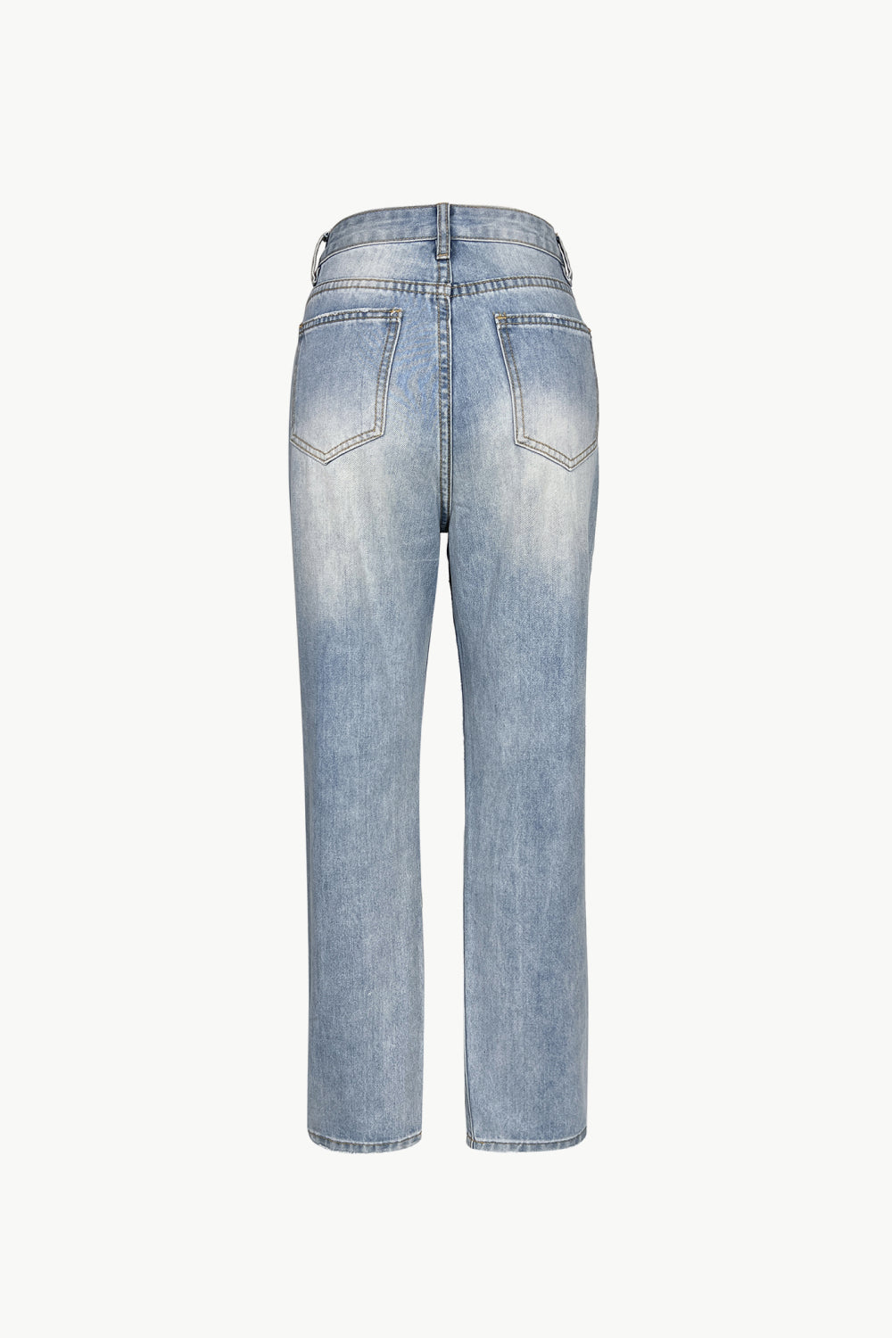 Acid Wash High-Rise Distressed Jeans