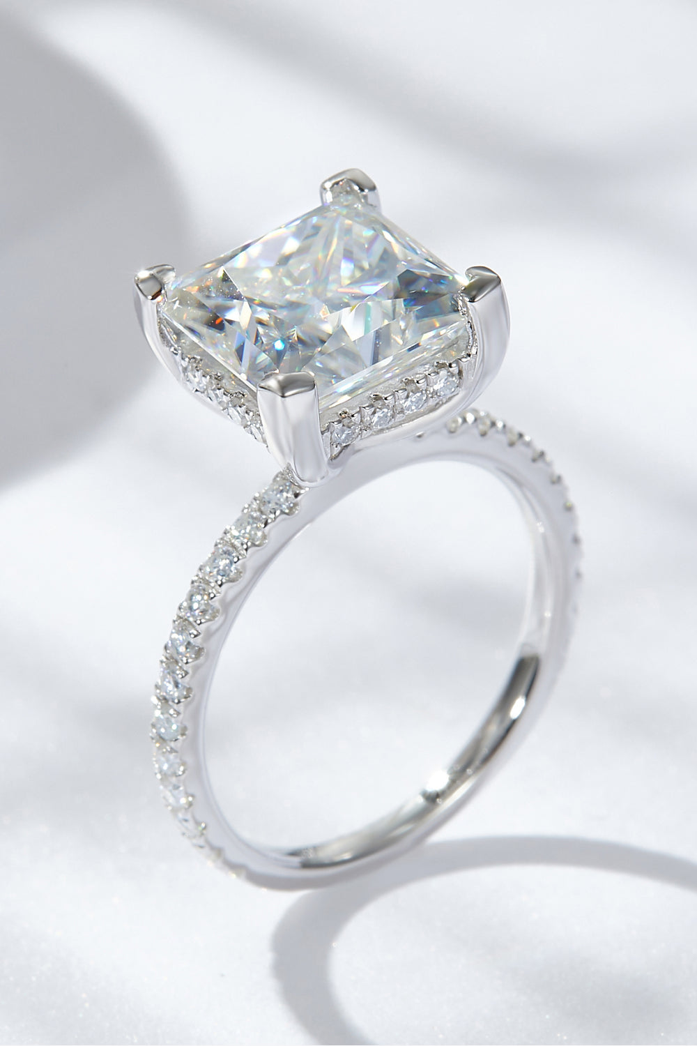 5.52-Carat Moissanite Side Stone Ring