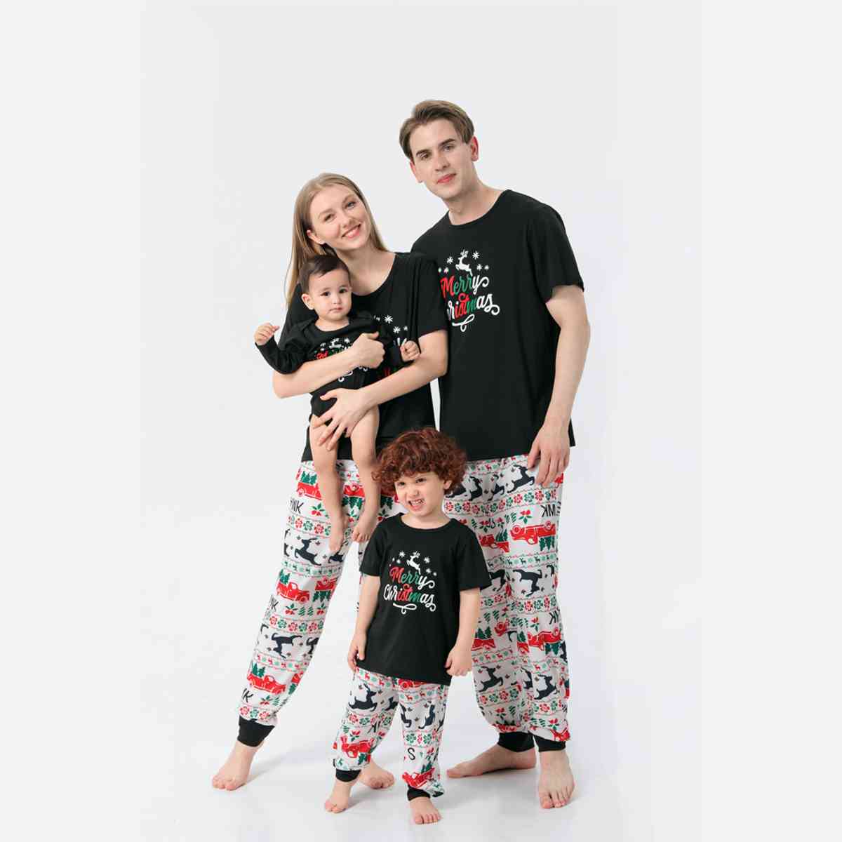 Women MERRY CHRISTMAS Graphic Top and Printed Pants Set