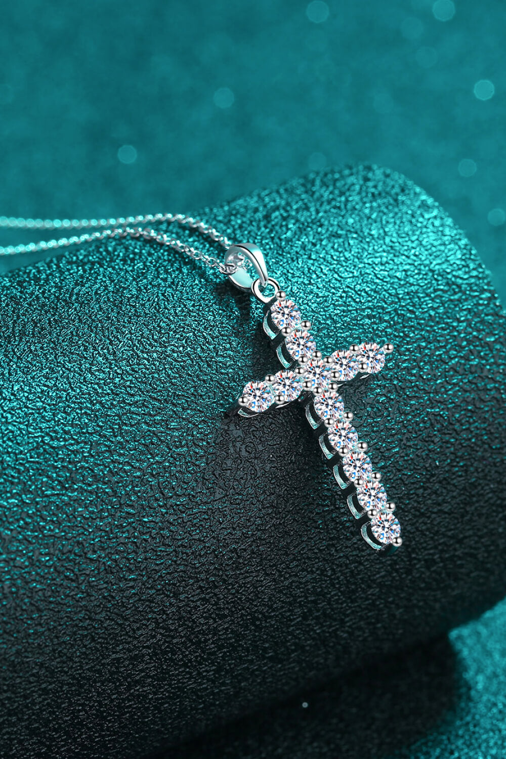 Sterling Silver Moissanite Cross Necklace