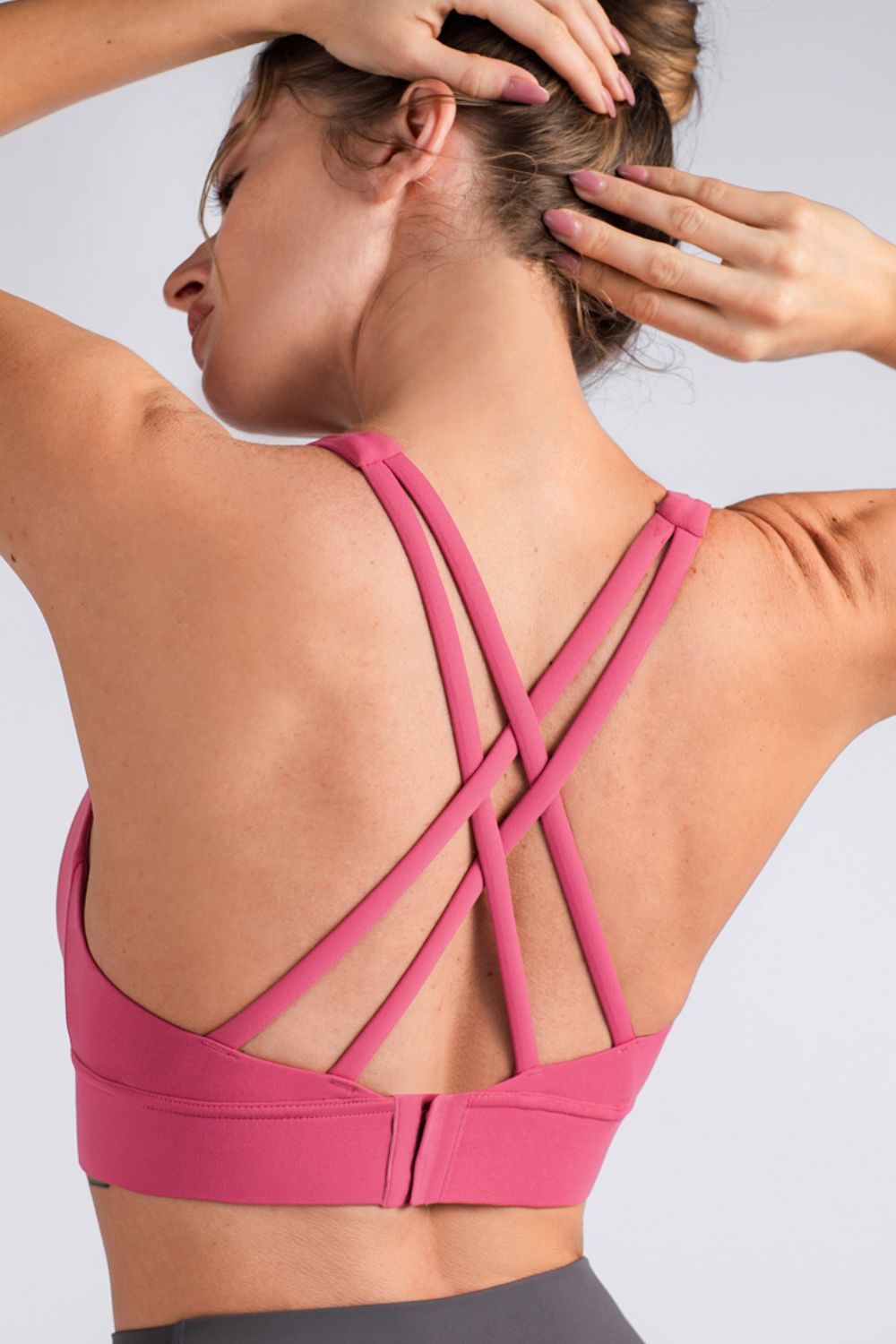 Crisscross Back Sports Bra (Fuchsia, Black, Magenta)