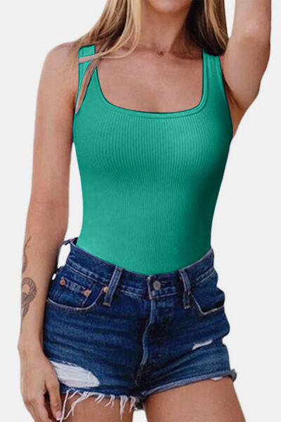 Wide Strap Square Neck Active Bodysuit