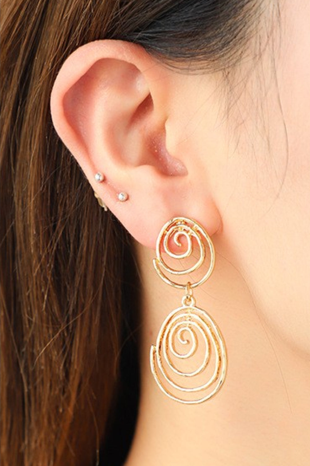 18K Gold-Plated Alloy Spiral Earrings